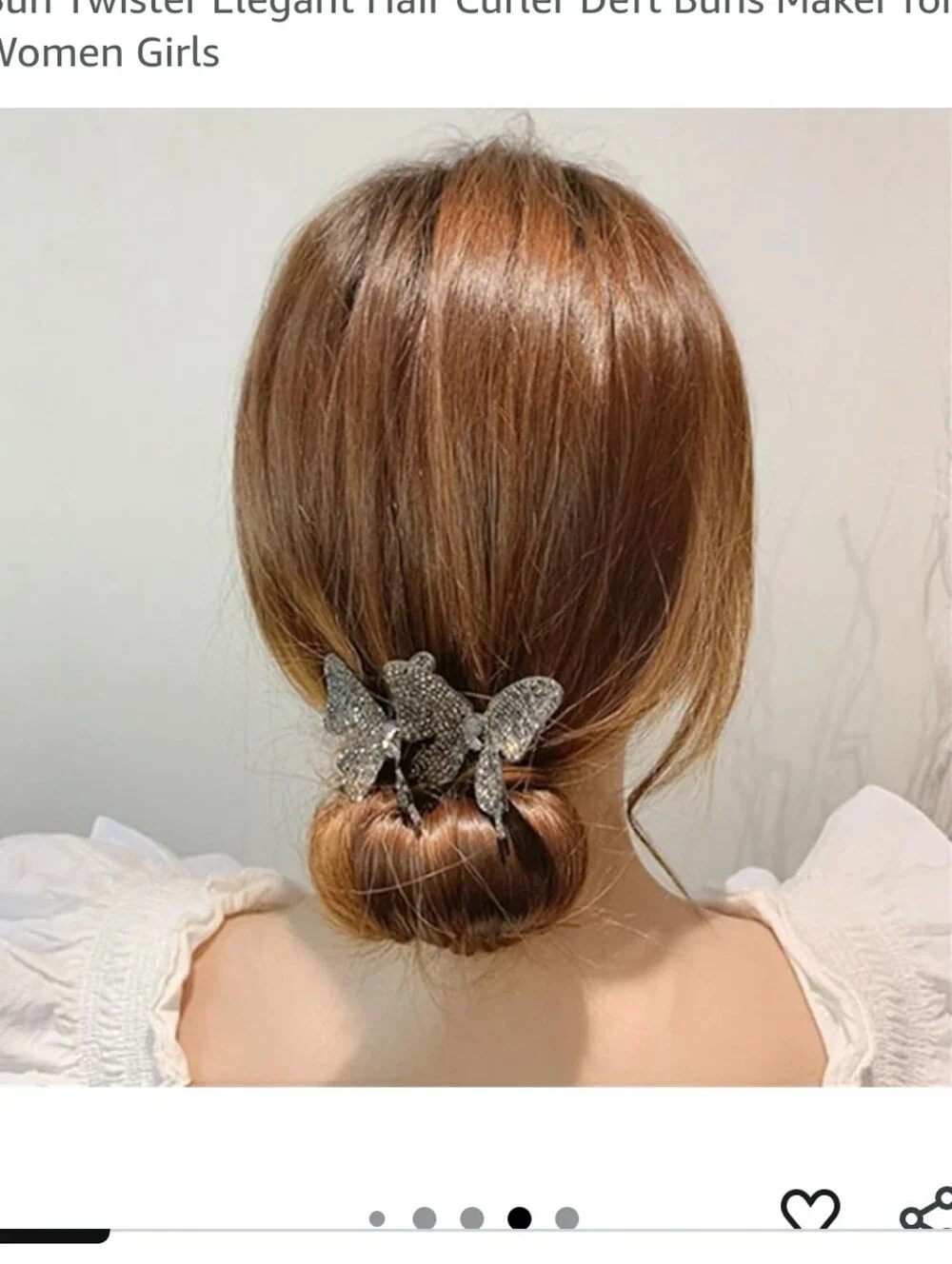 2Pcs Rhinestone Butterfly Hair Bun maker